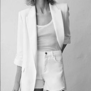 Zara white blazer with rolled up sleeves